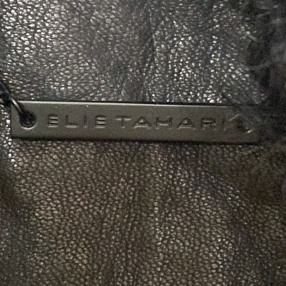 Ellie Tahari leather Bomber Jacket Size Small - Picture 6 of 14